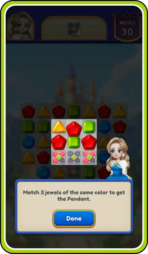 The screenshot of the screen with the image of the guideline from the game